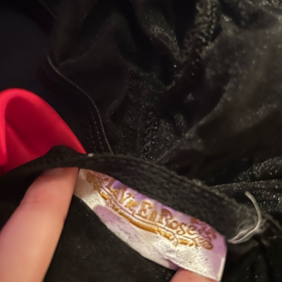 FREE WP Vintage La Vie En Rose red and black lingerie piece bodysuit - Picture 6 of 6